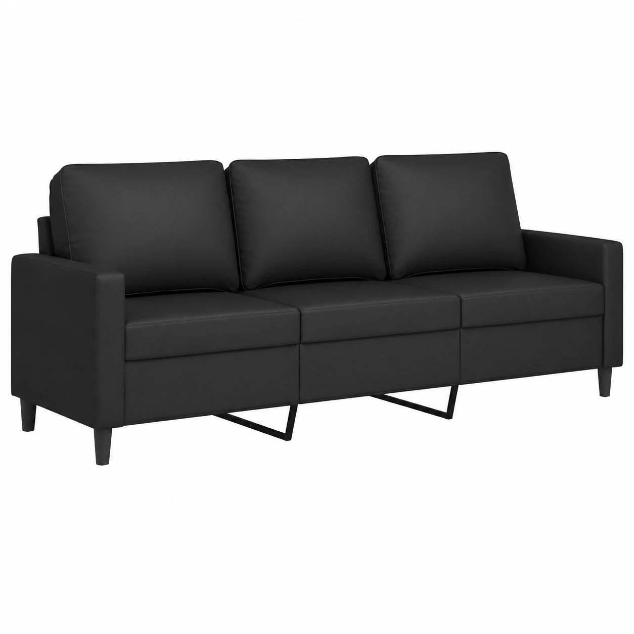 Sofá de 3 Plazas de Terciopelo Negro con Reposabrazos, Ideal para Salón
