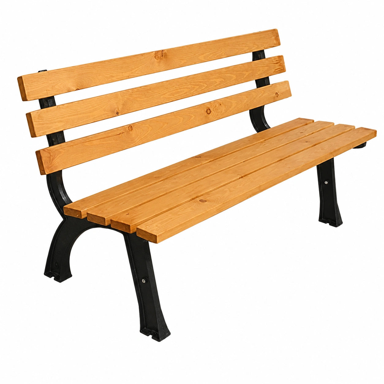 Banco de jardín de hierro fundido y madera maciza para exteriores