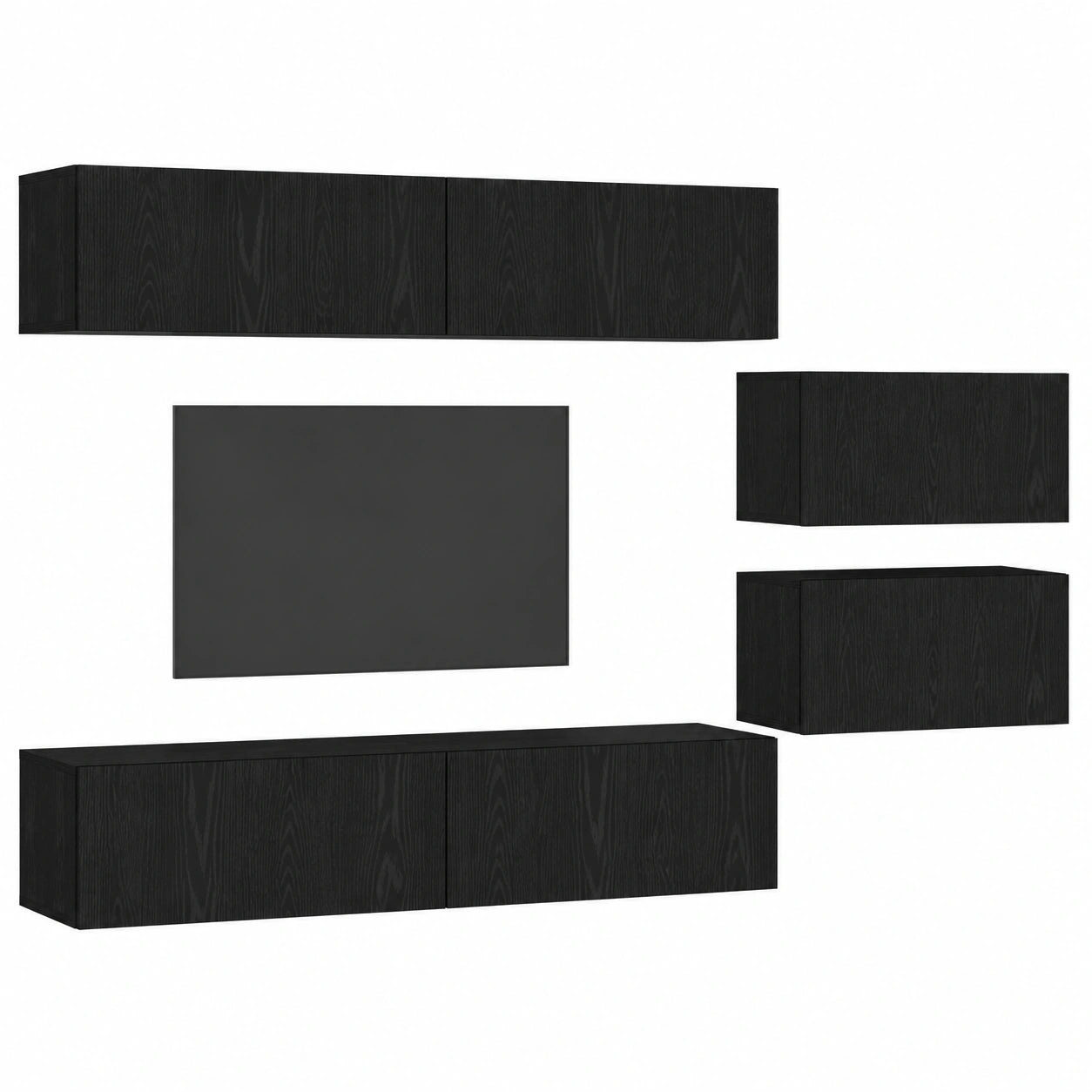 Conjunto de Muebles de TV Negro Roble con Estantes y Almacenamiento
