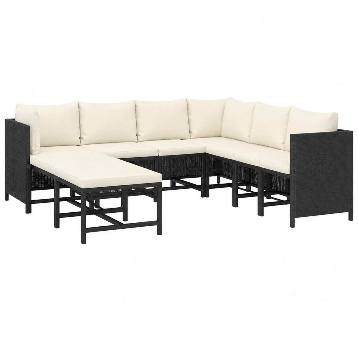 Juego de Muebles de Jardín de Ratán 9 Plazas con Cojines para Terraza y Balcón