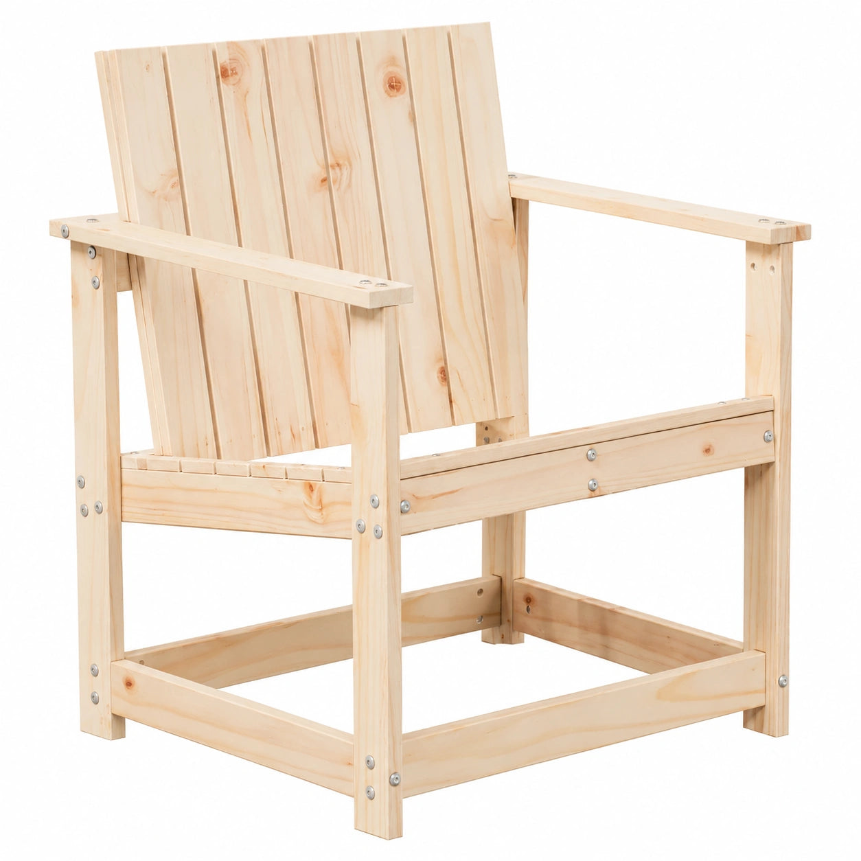 Silla de Jardín de Madera de Pino con Respaldo Ajustable para Patio