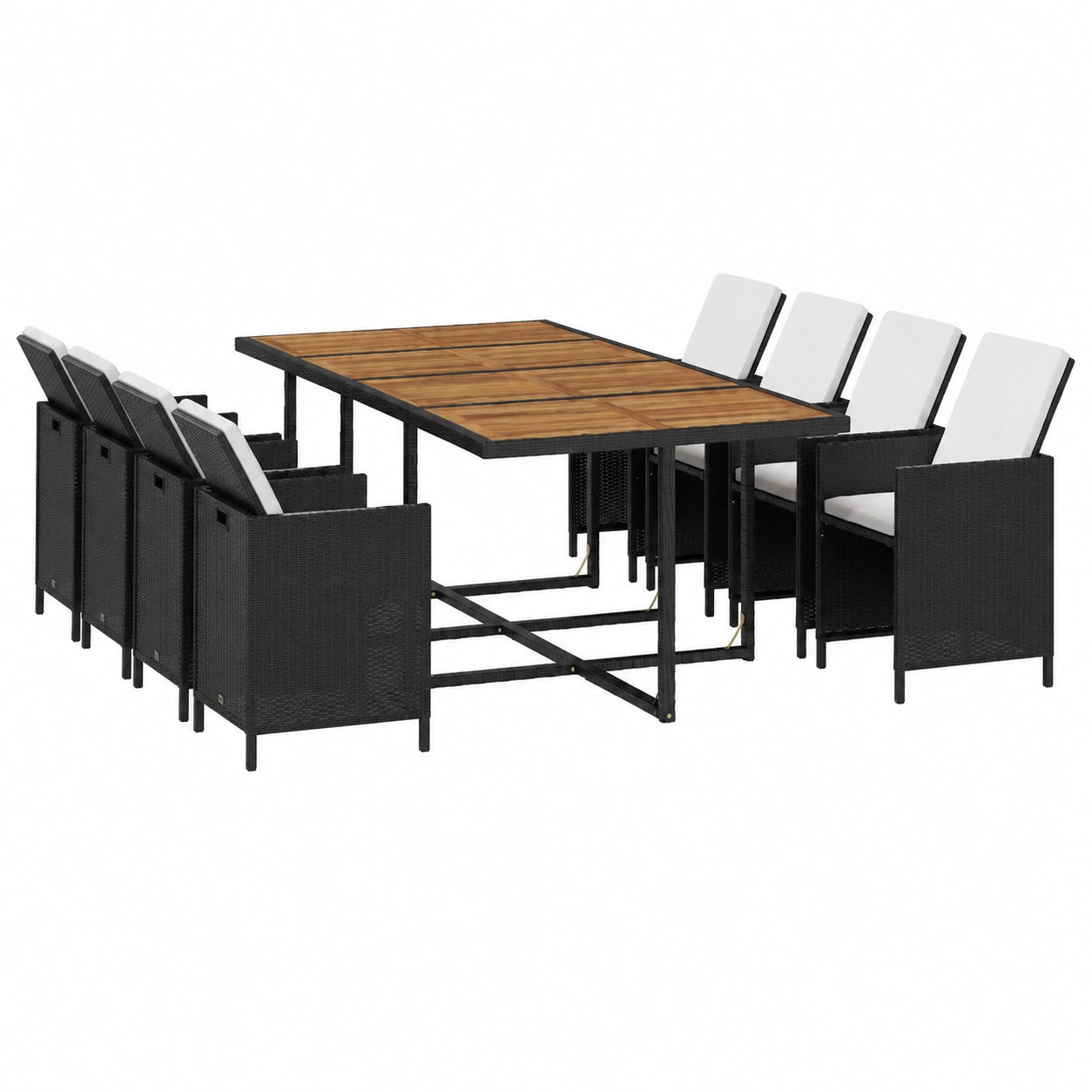 Set de Muebles de Jardín 13 Piezas con Mesa y Sillas de Ratán Sintético Negro