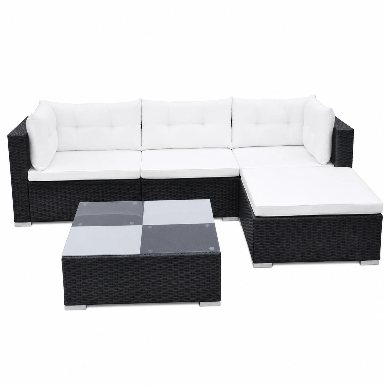 Conjunto de Comedor Exterior 5 Piezas Ratán Sintético Negro vidaXL