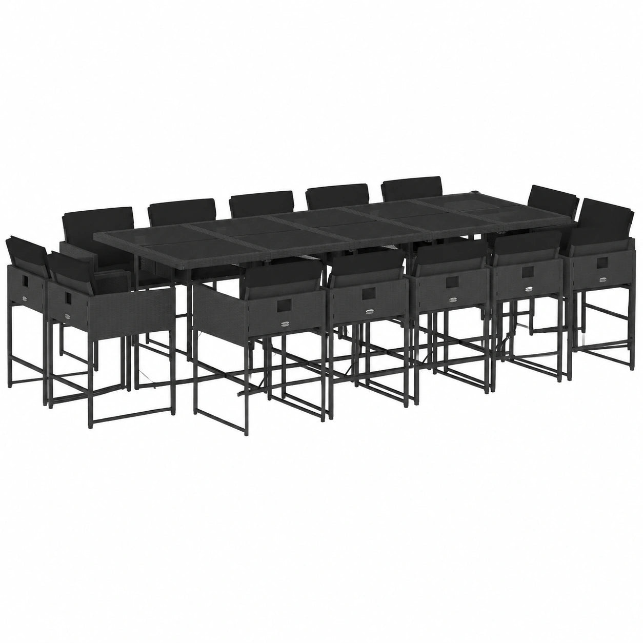 Conjunto de Comedor de Jardín 15 pzas Ratán Sintético con Cojines, Mesa y Sillas para Terraza