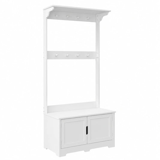 Armario de Entrada LYSA Blanco con 2 Puertas, 80x180 cm para Ropa y Calzado