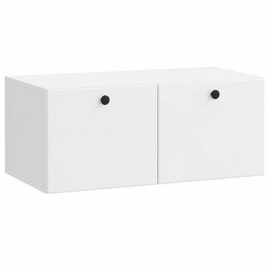 Centro de Entretenimiento de Pared Blanco Brillante con Puertas Abatibles y Amplio Almacenaje