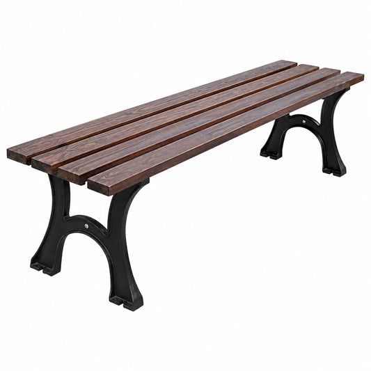 Banco de jardín de hierro fundido con madera resistente para exteriores