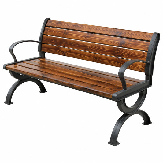Banco de Jardín de Metal y Madera para Exterior, Muebles de Terraza