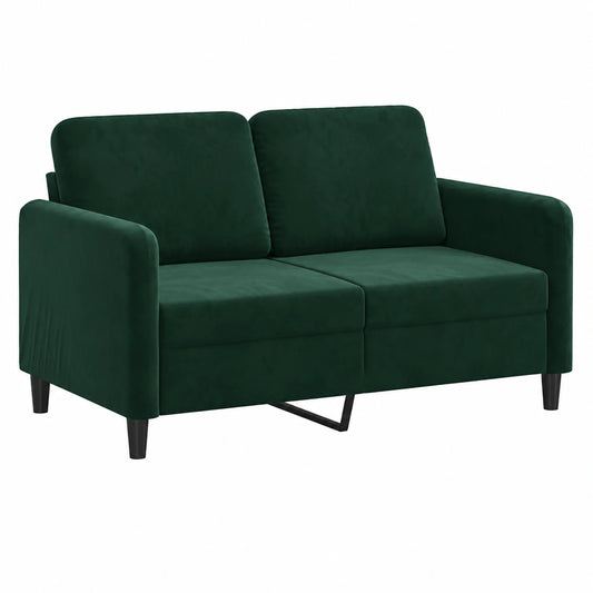 Sofá de 2 Plazas de Terciopelo Verde Oscuro con Reposabrazos para Salón