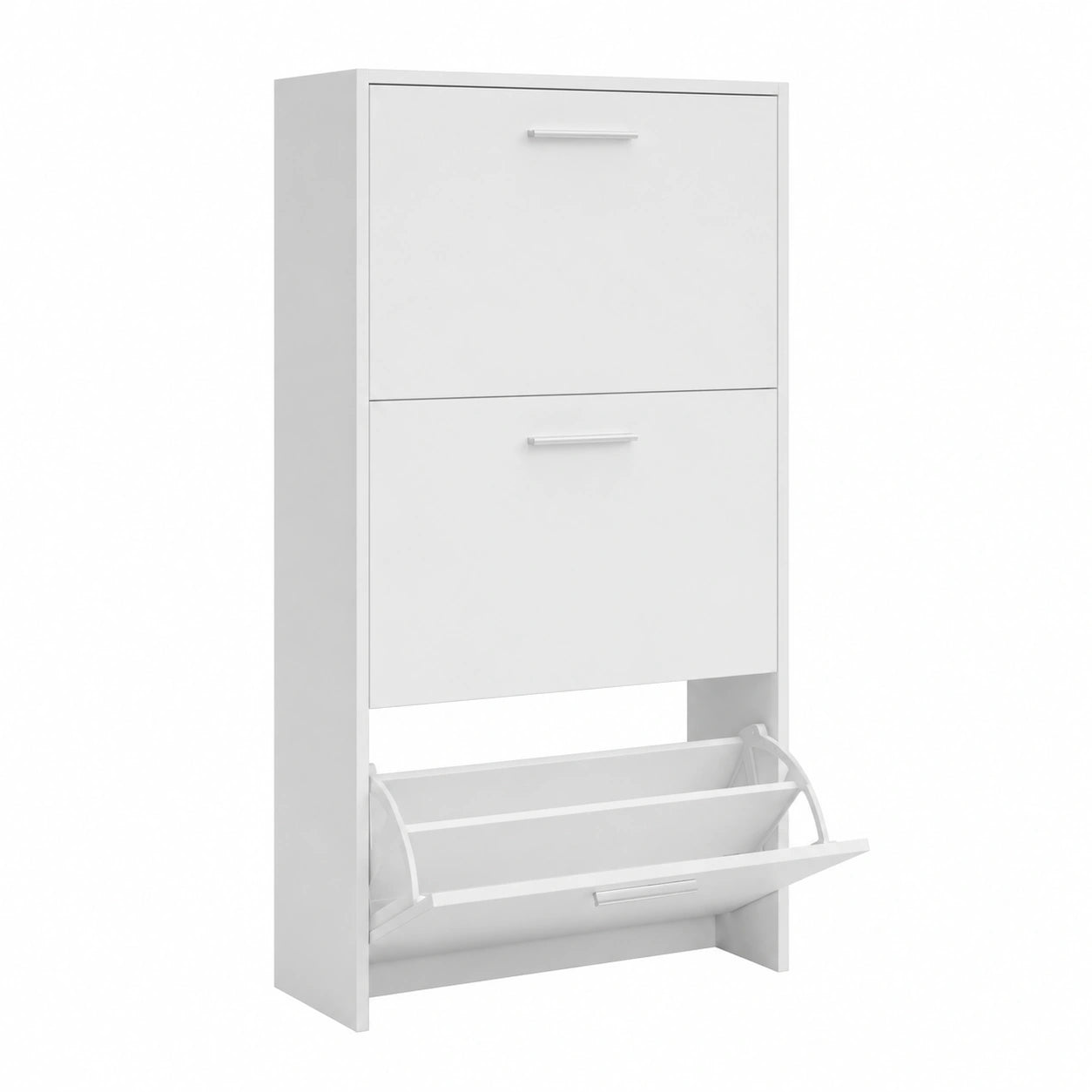 ARMARIO ZAPATERO BLANCO DE 3 COMPARTIMENTOS PARA 18 PARES – MDF – 60x24x113 CM – FÁCIL MONTAJE – PERFECTO PARA RECIBIDOR