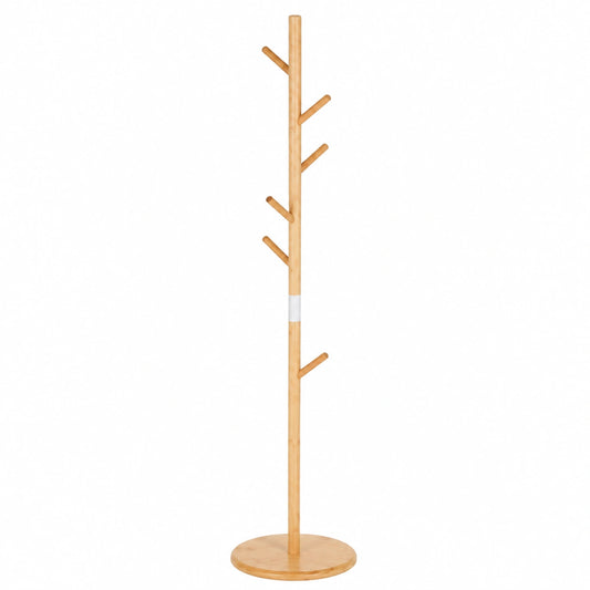 Perchero de Madera con Base Sólida y 7 Ganchos para Entrada