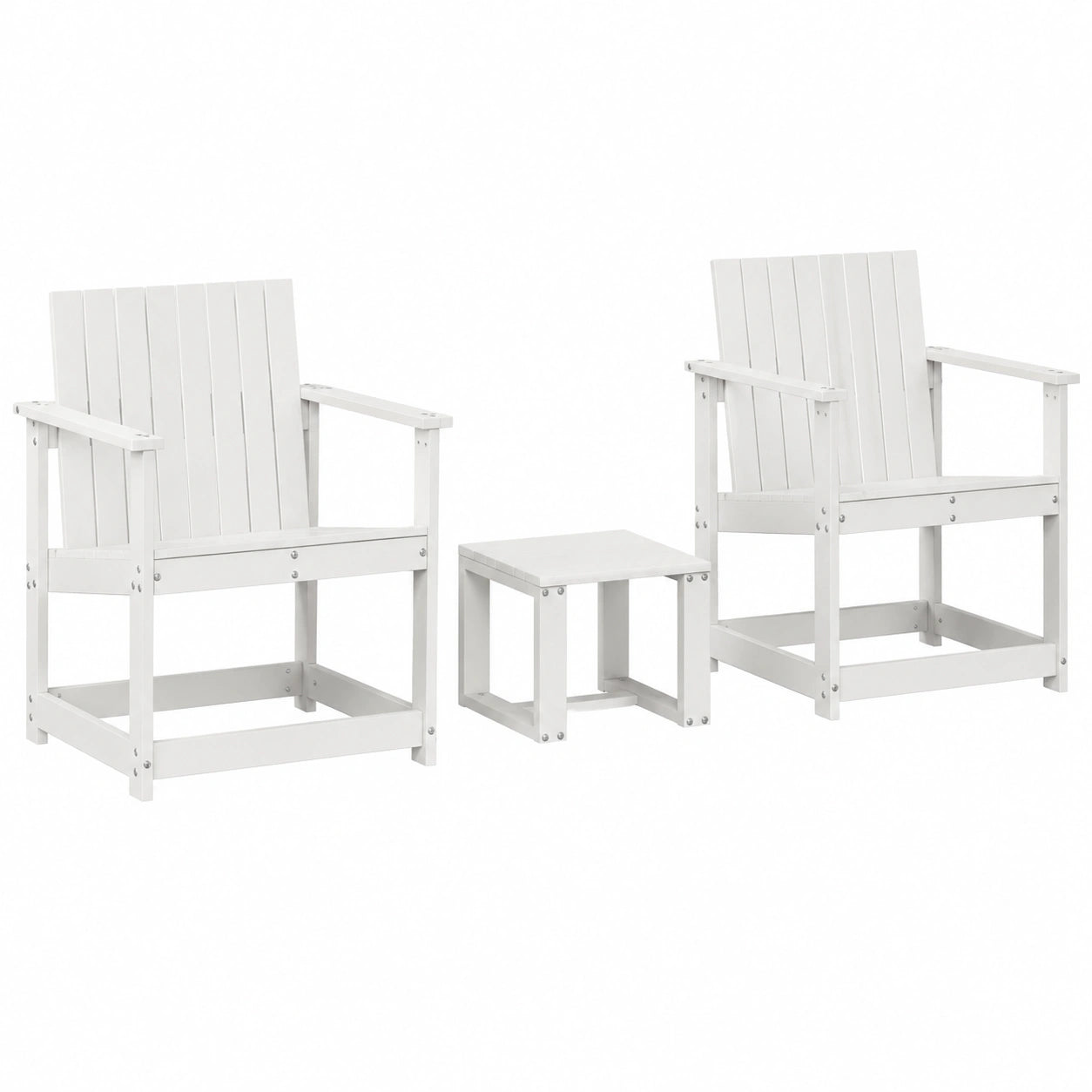 Conjunto de Muebles de Jardín 3 Piezas, Mesa y Sillas Ajustables, Sofás de Madera de Pino