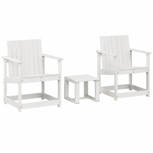 Conjunto de Muebles de Jardín 3 Piezas, Mesa y Sillas Ajustables, Sofás de Madera de Pino