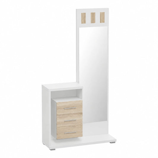Homey - Armario de Entrada Vertical Odette, Moderno y Versátil, Blanco y Cambria, 85x28x190 cm