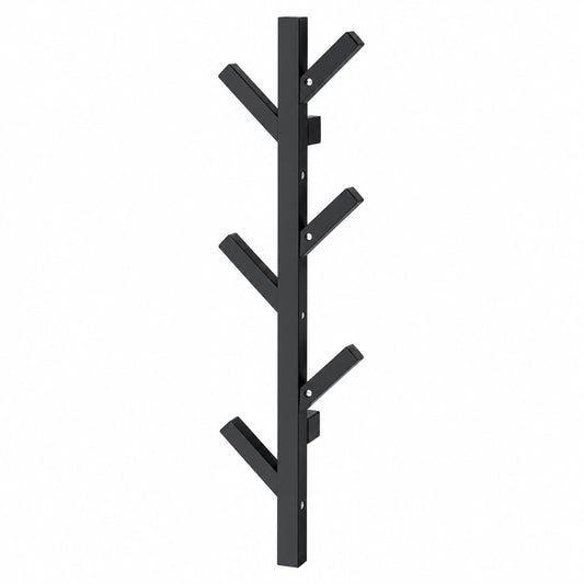 Perchero de Pared de Madera de Haya con 6 Ganchos en Negro