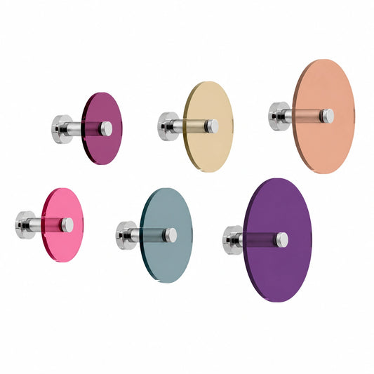 Percheros de Pared Giallobus - Set de 6 Unidades de Vidrio Acrílico - Colores Alegres