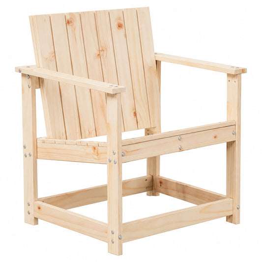 Silla de Jardín de Madera de Pino con Respaldo Ajustable para Patio