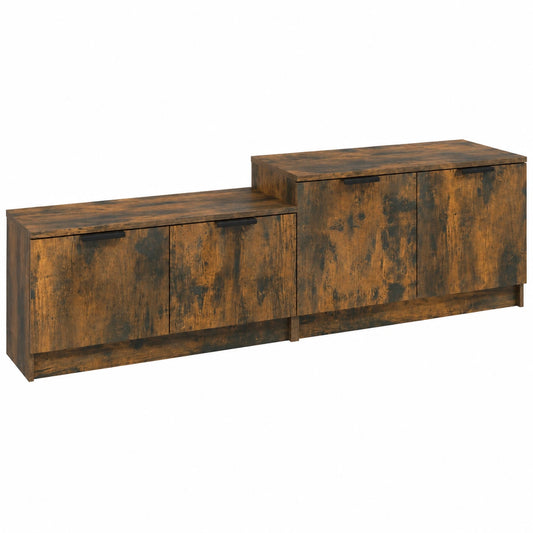 Mesa de TV de Roble Ahumado con Almacenamiento, 158.5x36x45 cm, Ideal para Salón y Dormitorio