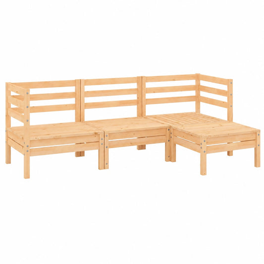 Conjunto de Jardín 4 Piezas de Madera de Pino para Exterior