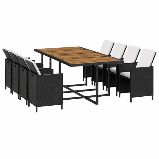 Set de Muebles de Jardín 13 Piezas con Mesa y Sillas de Ratán Sintético Negro