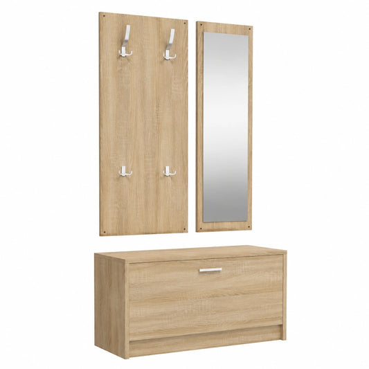 Conjunto de Mueble Zapatero Multifuncional en Roble Sonoma